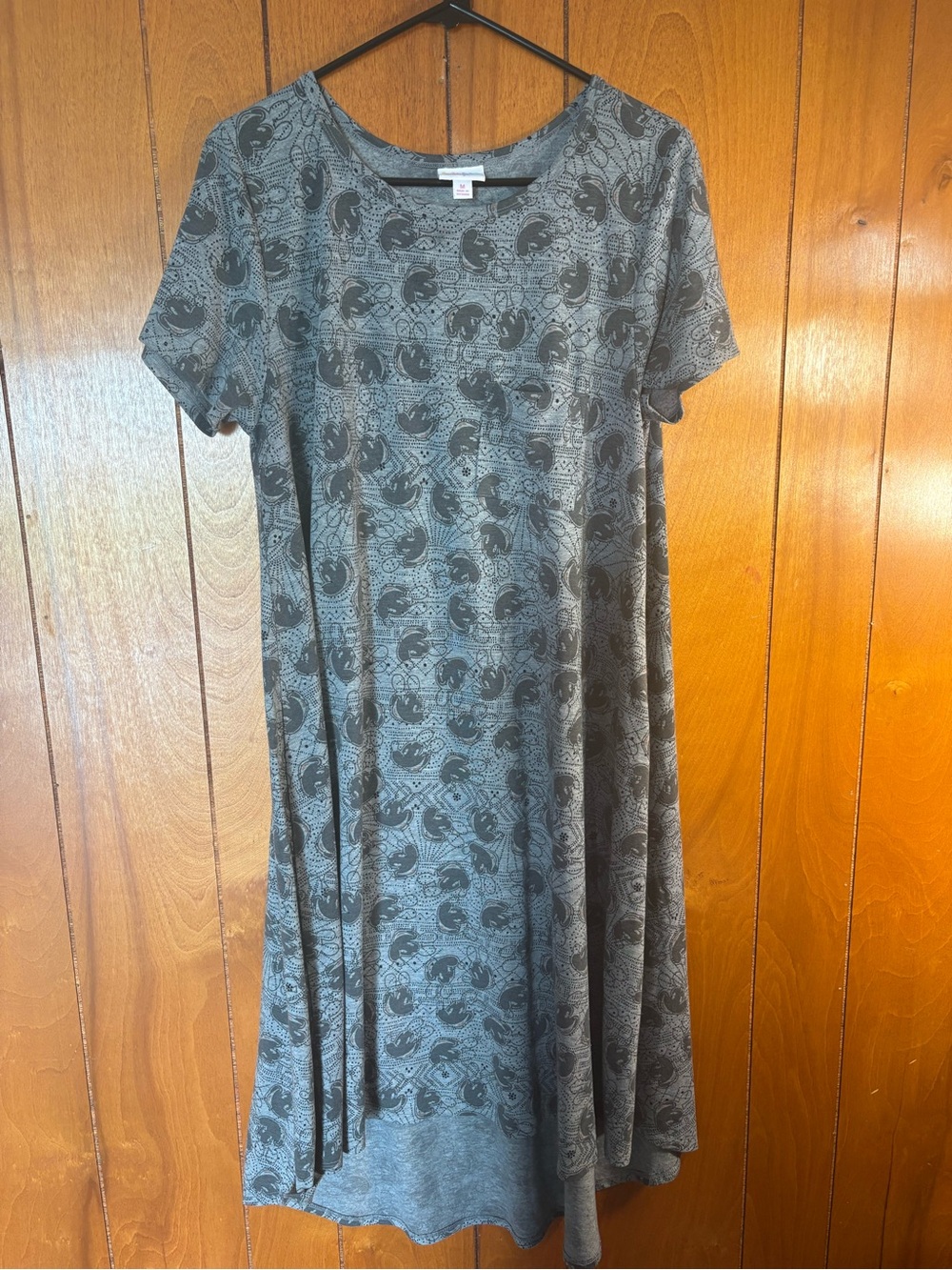 LuLaRoe Gray Micky Mouse Patterned Midi Dress